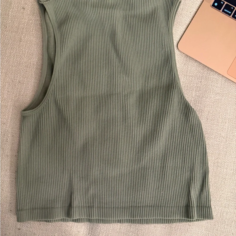 Zara Ribbed Tank Top in Olive - Picture 2 of 2